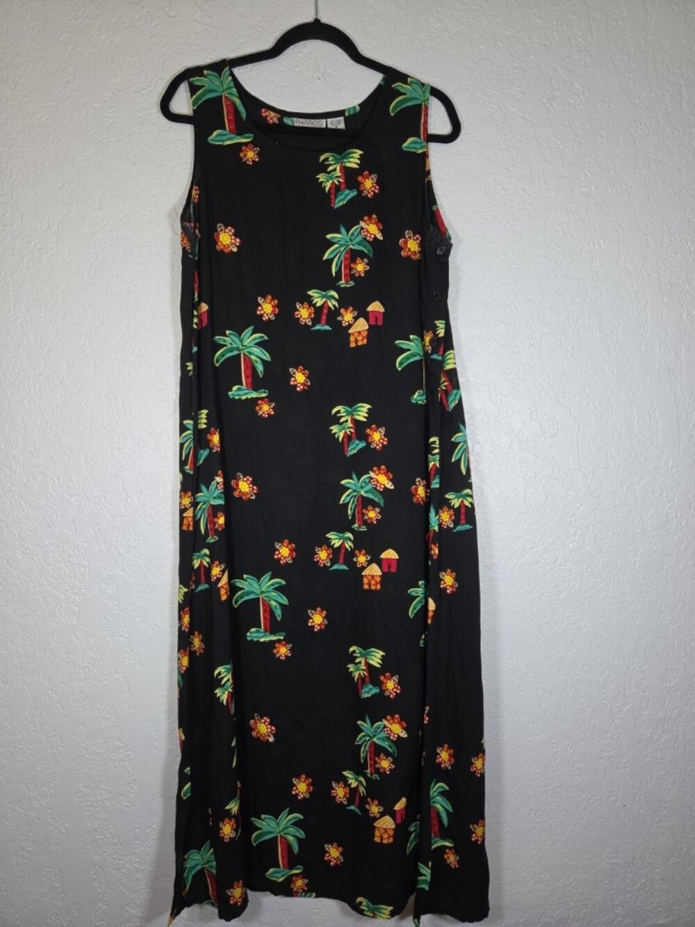 Vintage Phases Tropical Hawaiian Floral Maxi Sleeveless Dress Medium